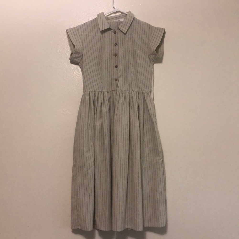Pinstriped, collar, below the knee dress